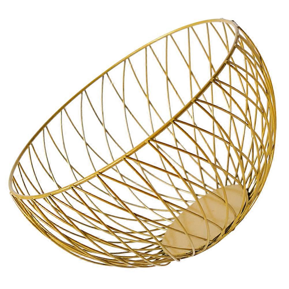 Golden Iron Fruit Basket for Kitchen Use Decorative Fruit Bowl