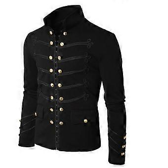 Men Vintage Military Gothic Parade Medieval Steampunk punk Zip Retro Jacket