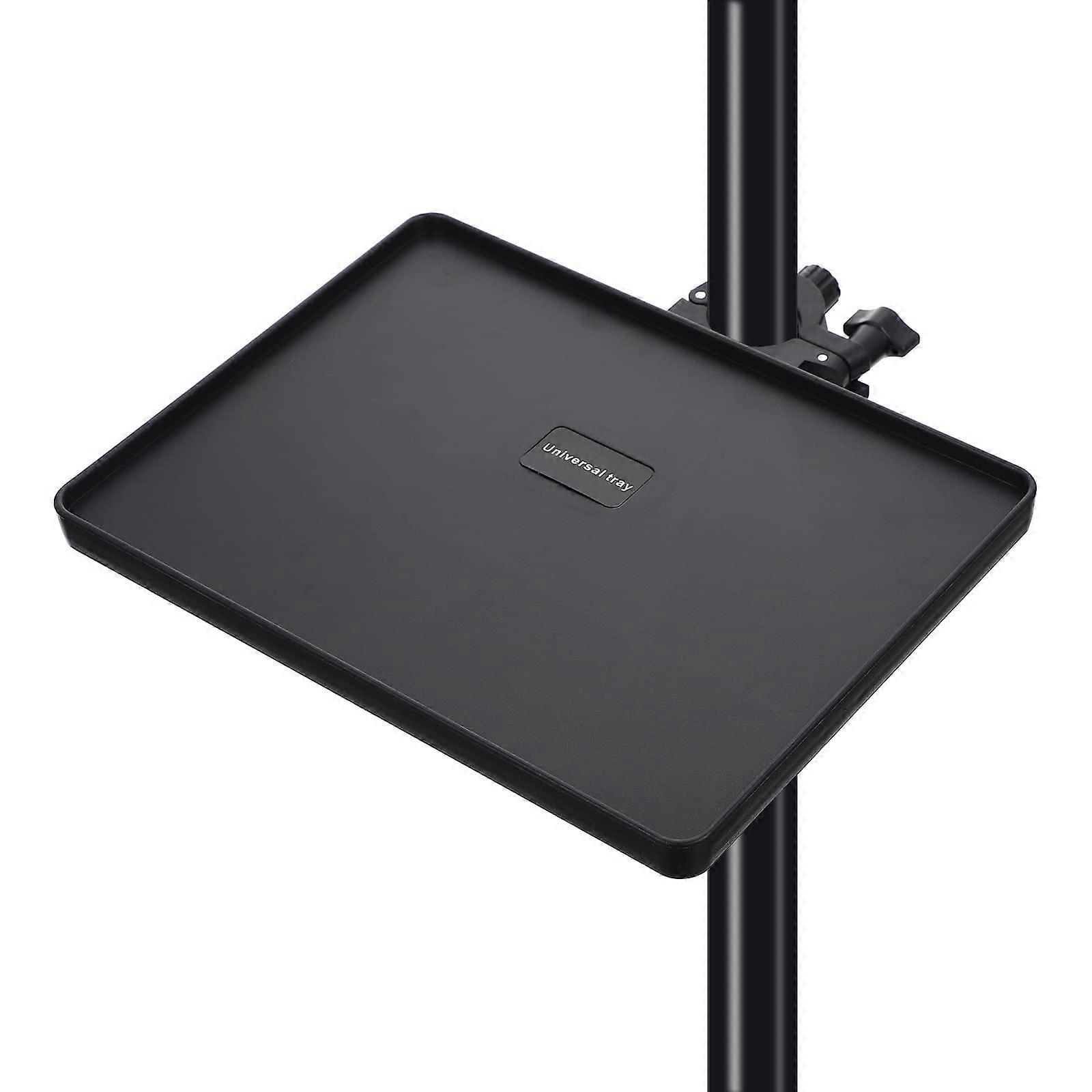 Microphone Stand Tray with Secure Buckle Lock, Clampon Utility Shelf for Live Streaming, 9x6.5in