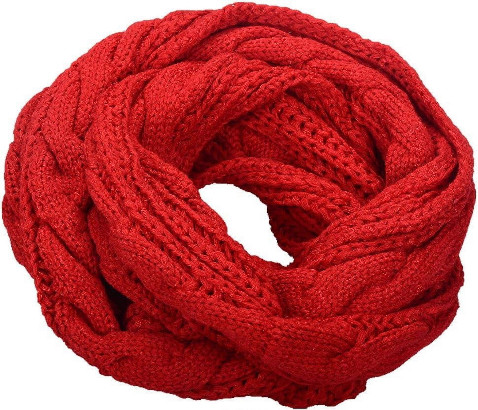Damen Dick gerippter Strick Winter Infinity Circle Loop Schal