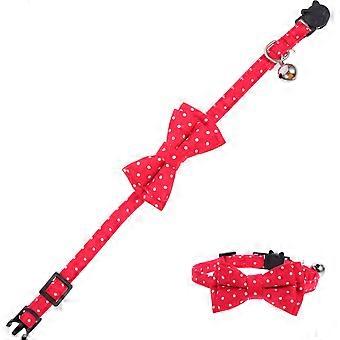 Dog Collar Bow Tie Adjustable Pet Costume Collar with Bell 3Pcs Red
