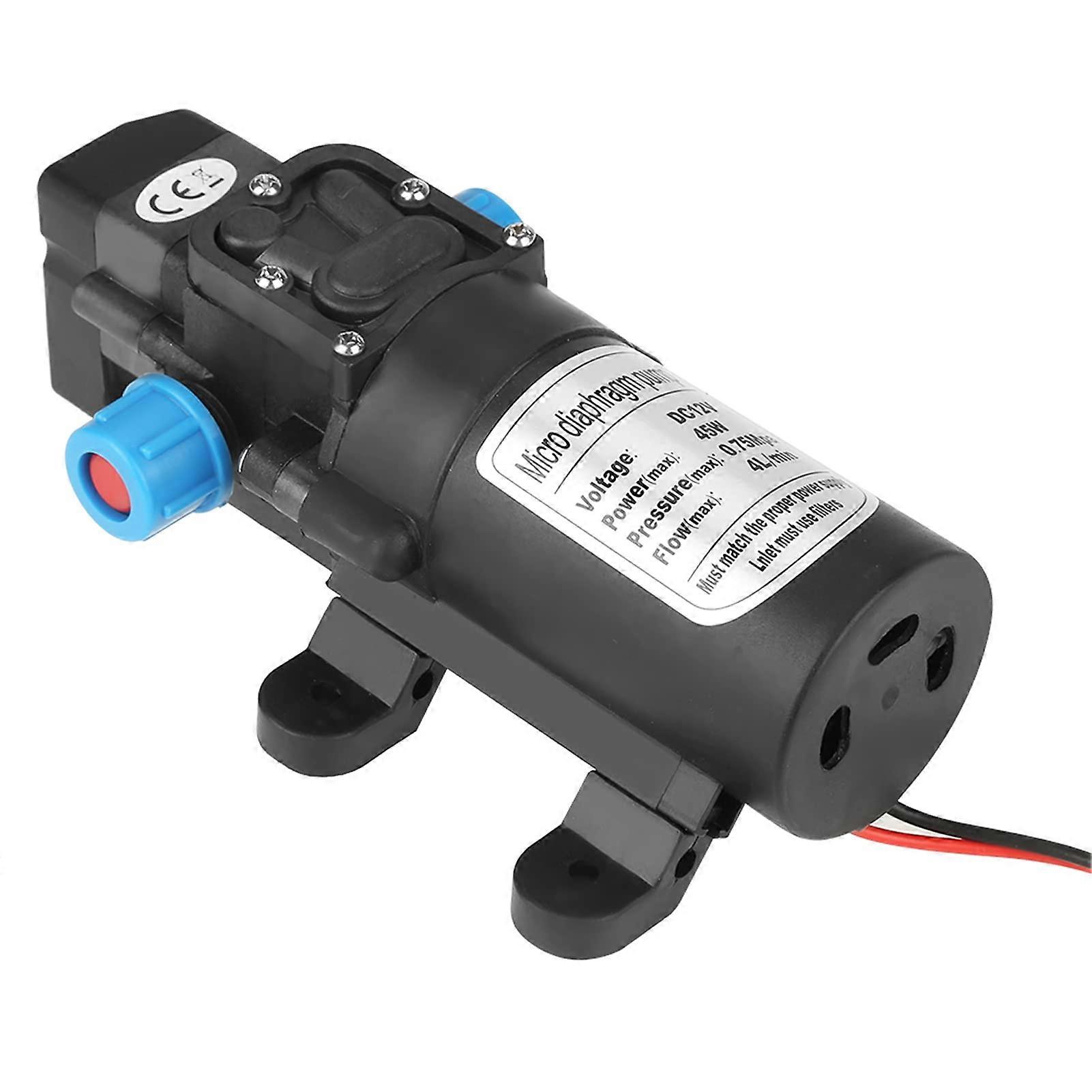 12V Diaphragm Water Pump, Self Priming, Low Noise 4L/min for RV and Marine, Corrosion Resistant