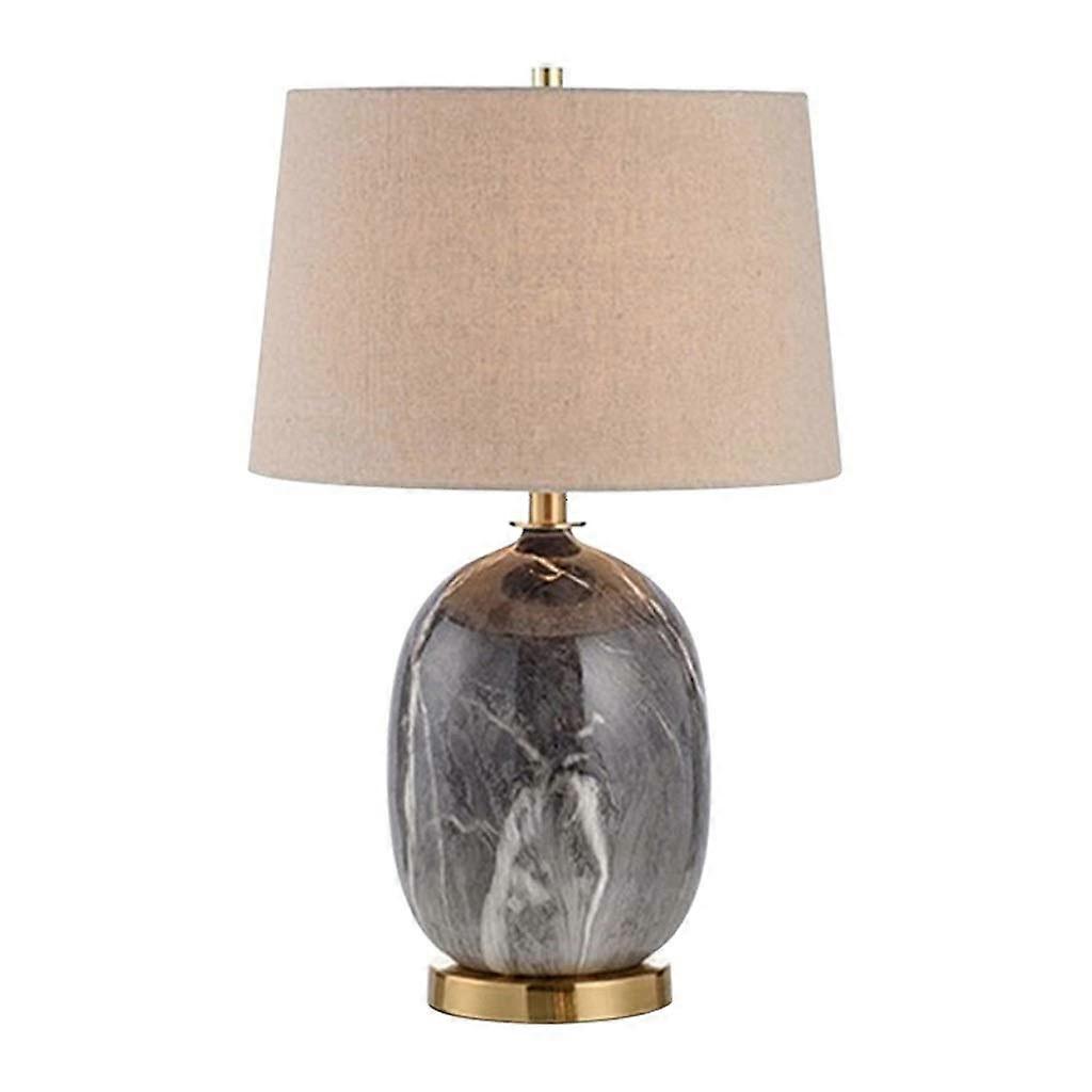 Bedside Table Lamp with Elegant Ceramic Design and Brass Base, Modern Gray Nightstand Lighting Fixture