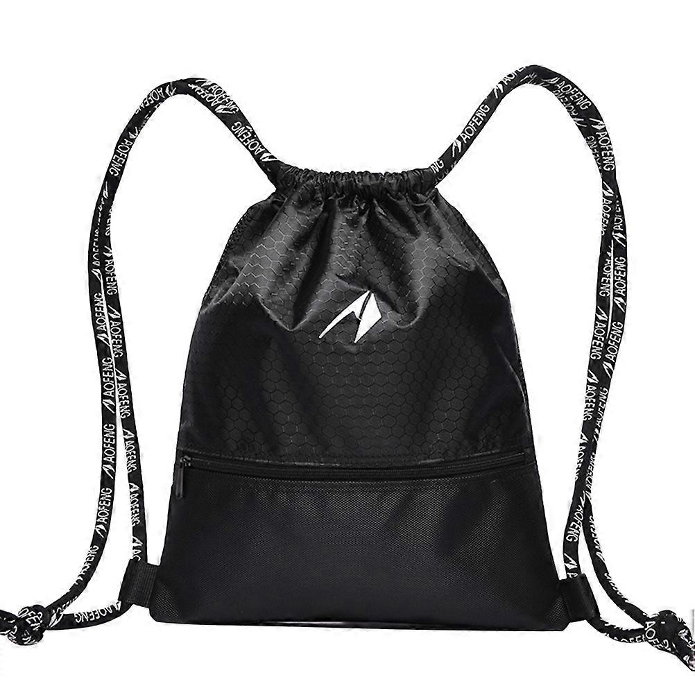 Black Basketball Bag for Men Drawstring Backpack for Balls Holding 2Pcs