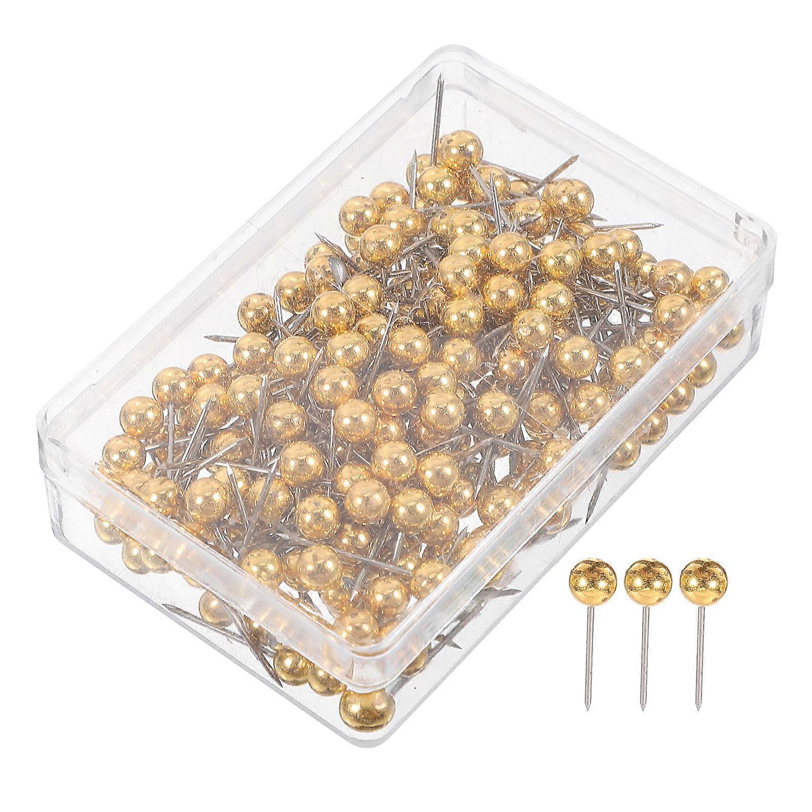 200Pcs Decorative Golden Push Pins for Office Use Round Ball Head Pins