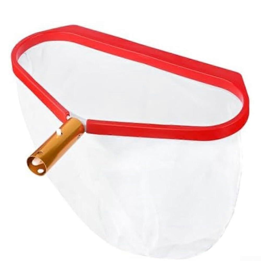 Pool Skimmer Net with Durable Aluminium Handle, Deep Mesh Leaf Capture, Easy Pole Attachment, Red