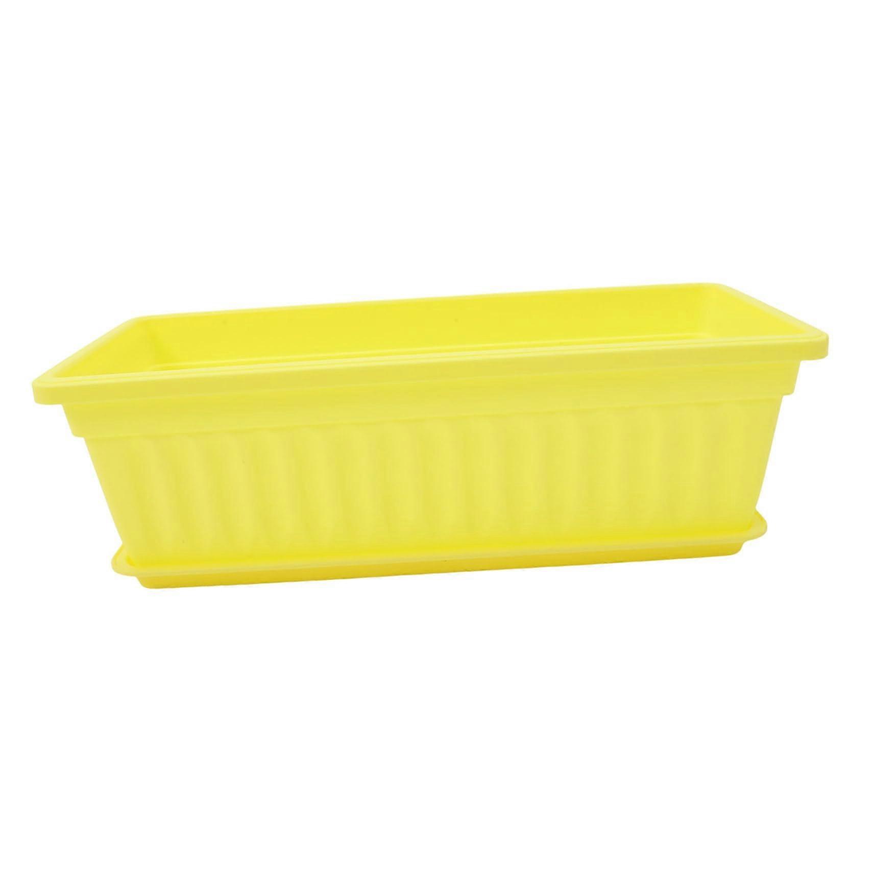 2 Sets Rectangular Plant Pots with Drainage for Indoor Outdoor Vegetable Gardening Yellow