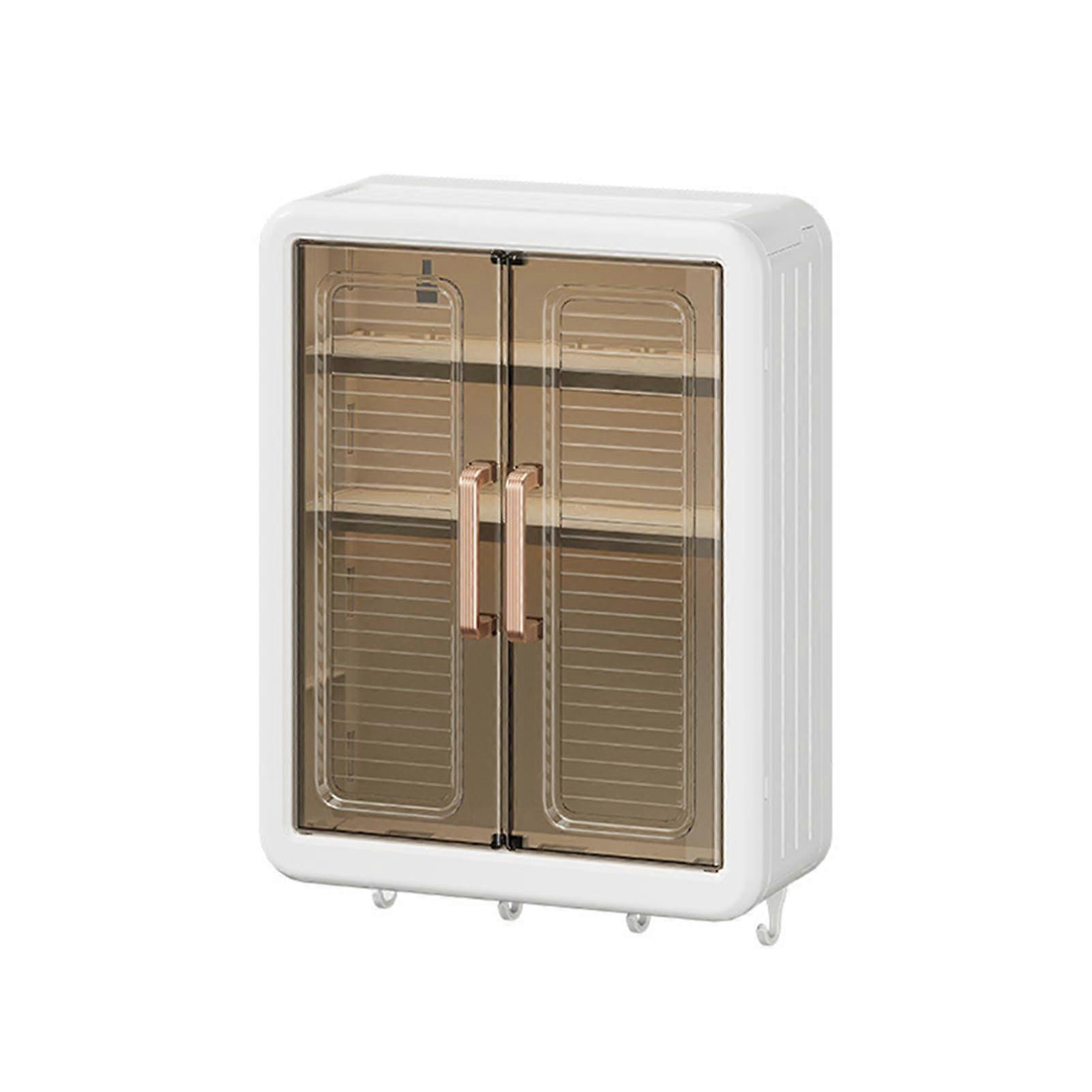 Bathroom Storage Cabinet with 2 Doors, Clear Lightweight Wall Mounted Cupboard, Adjustable Shelf