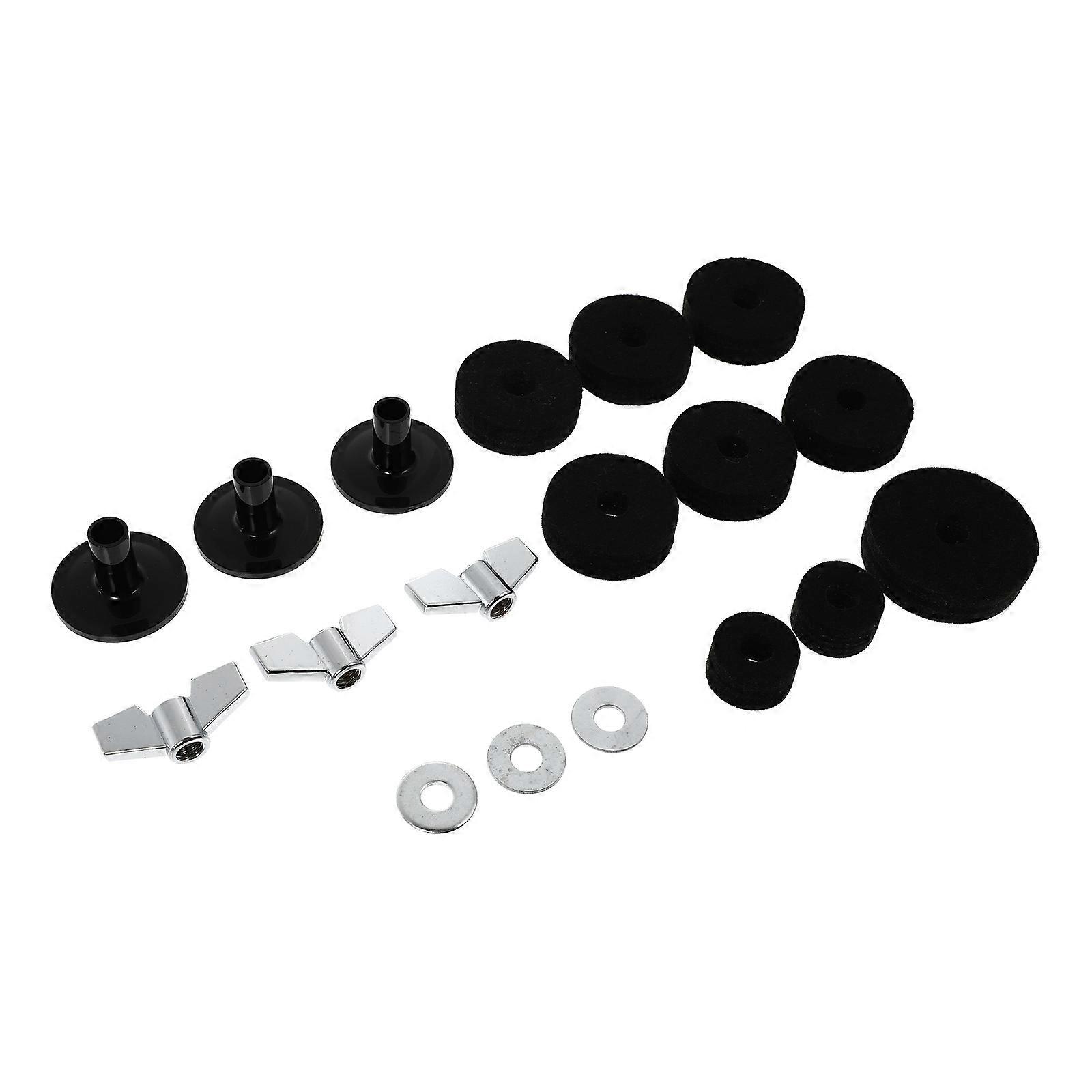 Practical Drum Kit Felt Pads for Cymbal Protection 18Pcs Black Drum Gadgets