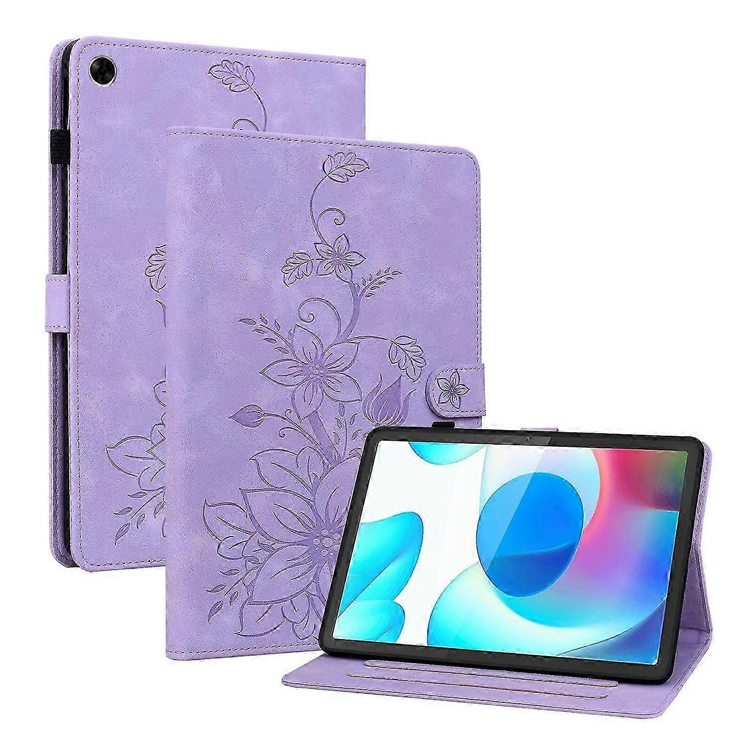 Embossed Leather Case For Realme Pad Mini 8.7 - Purple 25-26