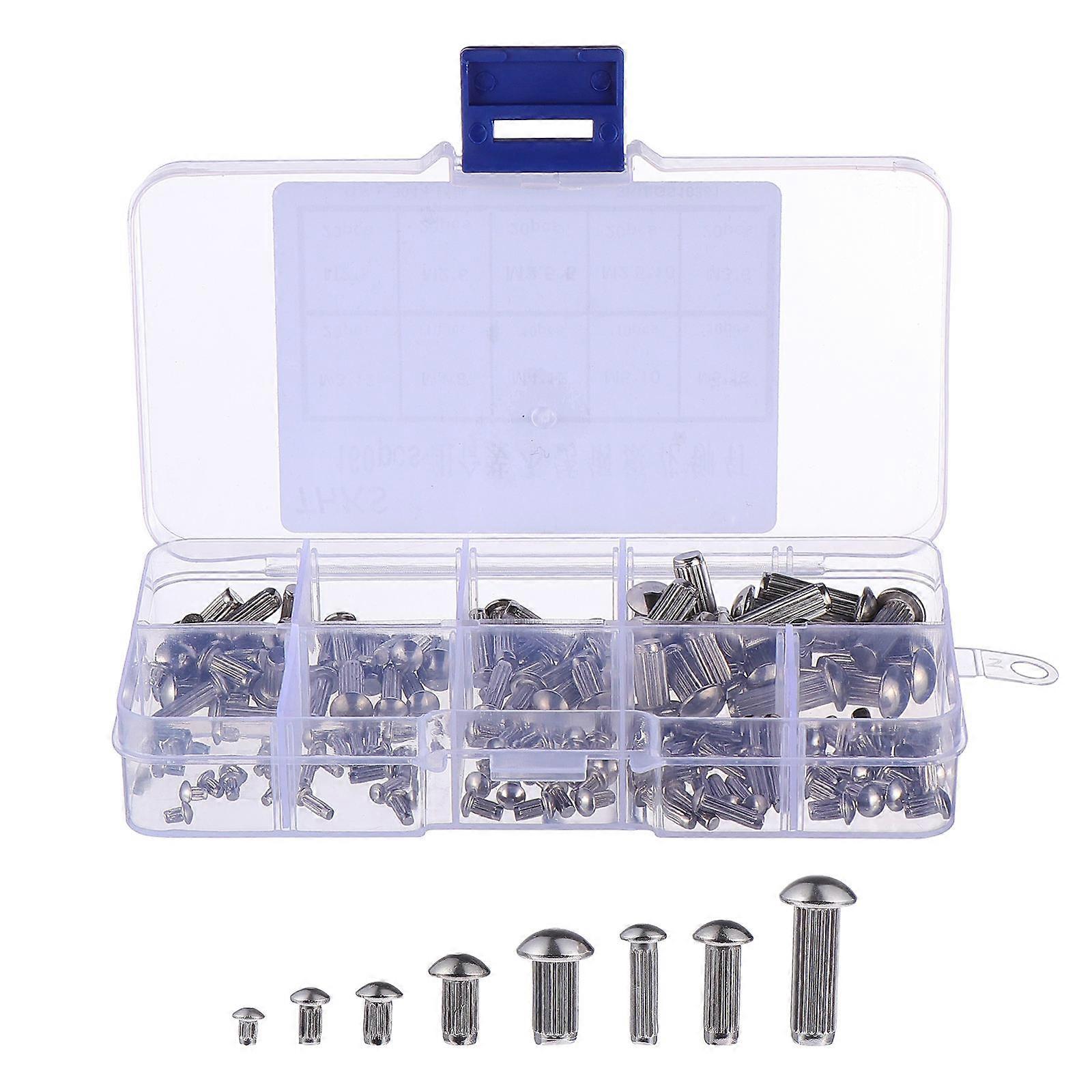 Stainless Steel Rivets Solid Rivet for Fixing 160Pcs Round Head Knurled Shanks Kit