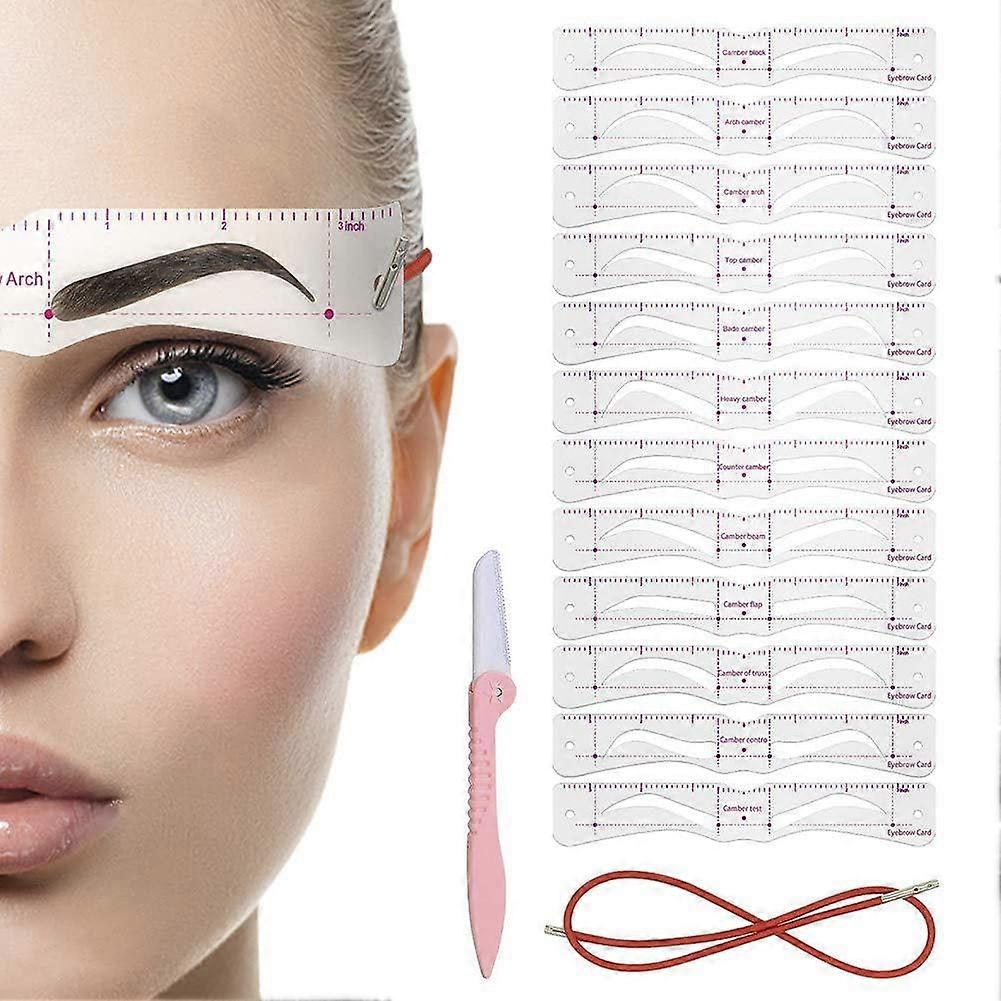 Eyebrow Stencil Kit with Stamp, Reusable Shaping Stencils for Beginners, 12pcs for  Brows