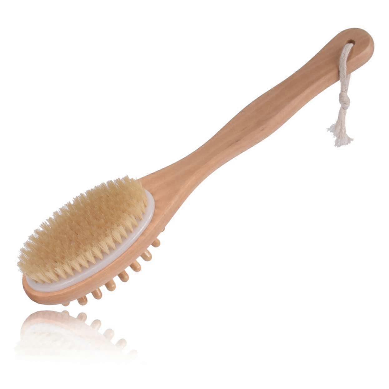 DoubleSided Back Scrubber Bath Brush with Long Ergonomic Handle for Exfoliation and Massage