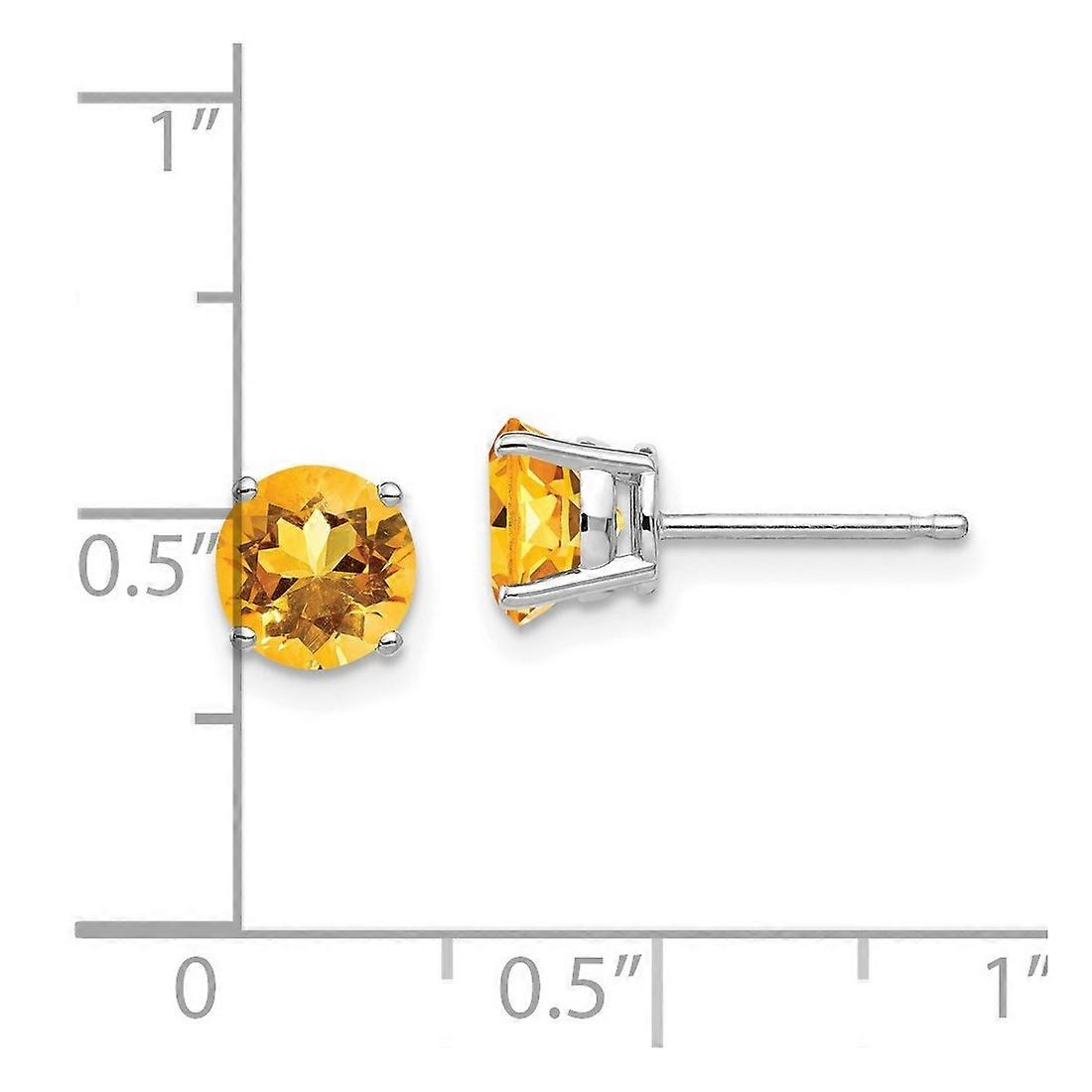 14k Solid Yellow Gold Citrine Earrings Stud Earring for Women