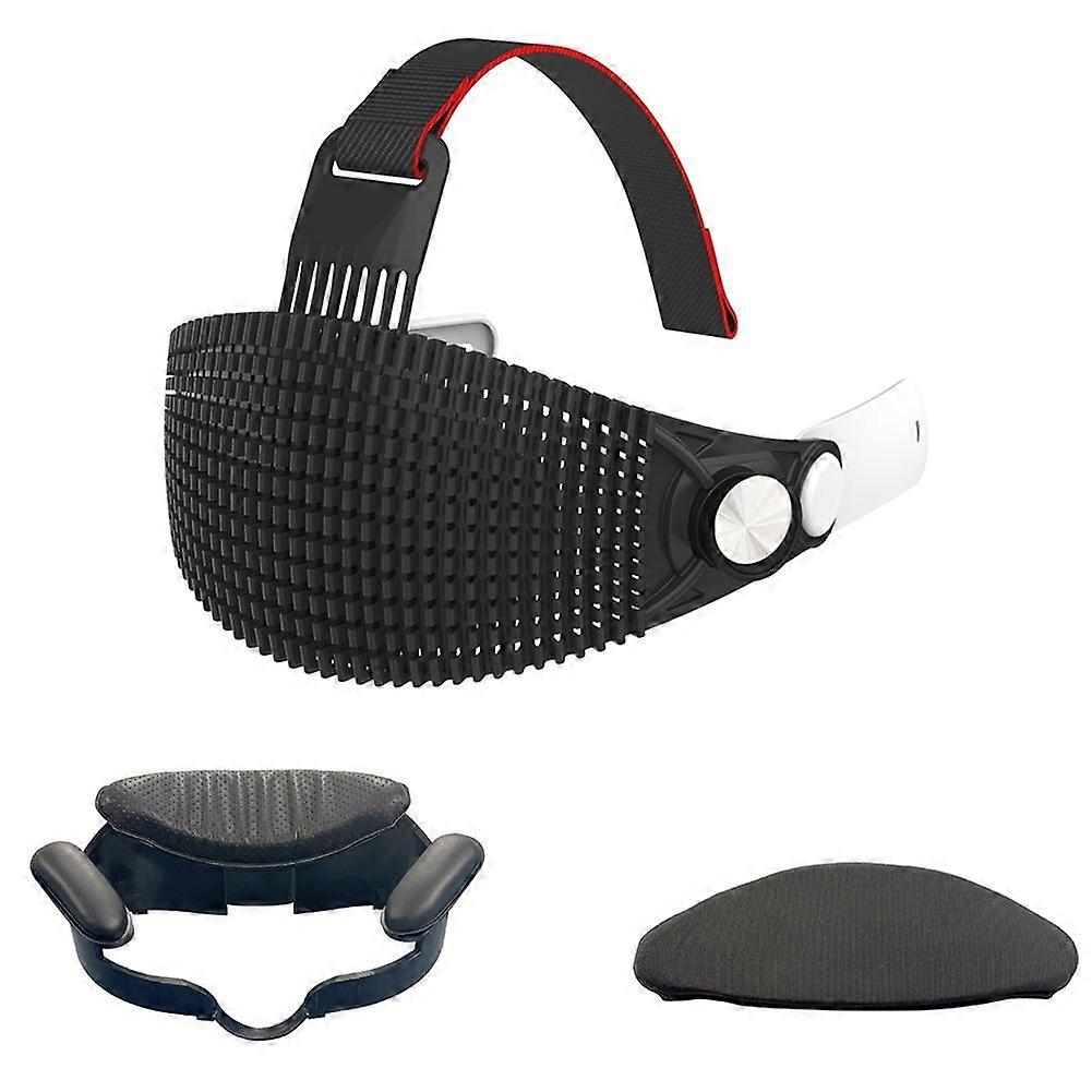For Quest 3S Soft Rubber Head Strap+Open Support Face Mask,Quick Release VR Head Strap for Meta Quest 3 Accessory Black