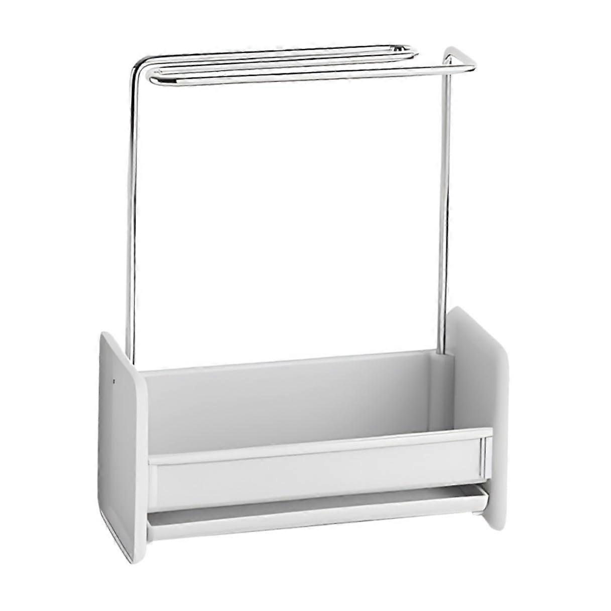 Sink Side Drying Rack with Sponge and Towel Holder for Quick Drainage and SpaceSaving Storage in Gray