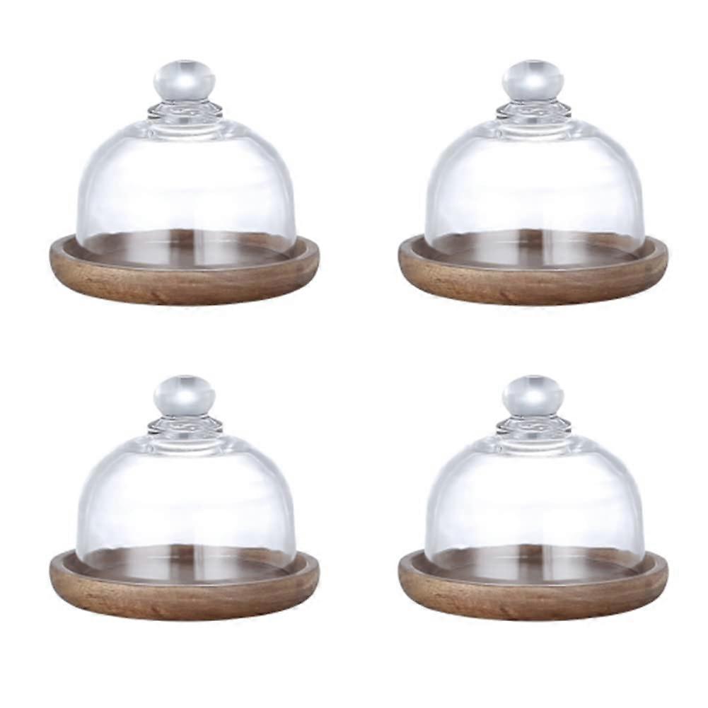 Mini Cake Stand with Clear Dome Cover for Elegant Dessert Presentation, 4Pcs Plastic Display Set