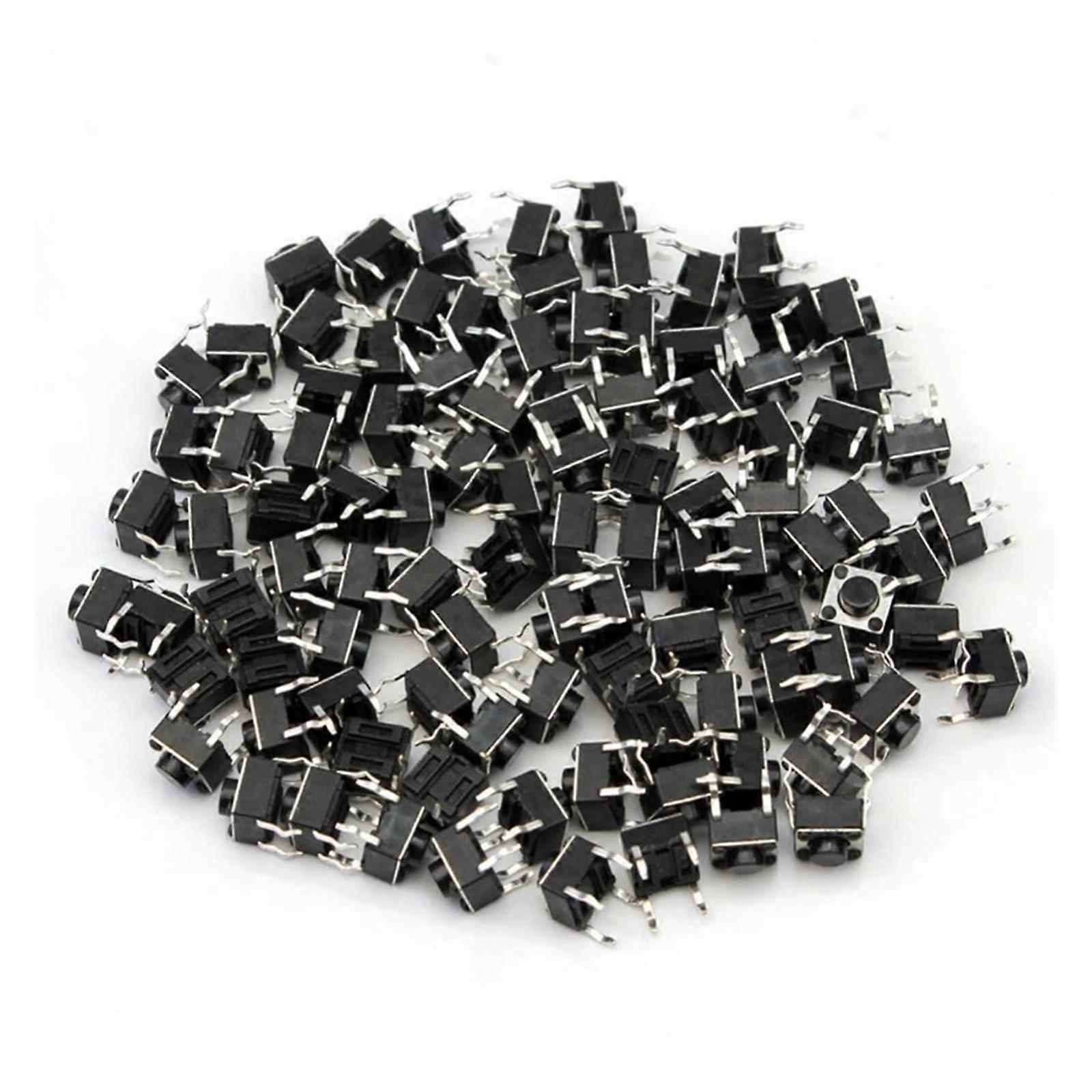 100pcs Momentary Tactile Push Button Switch 6x6x5mm 4 Pin DIP Quick Response Easy Soldering