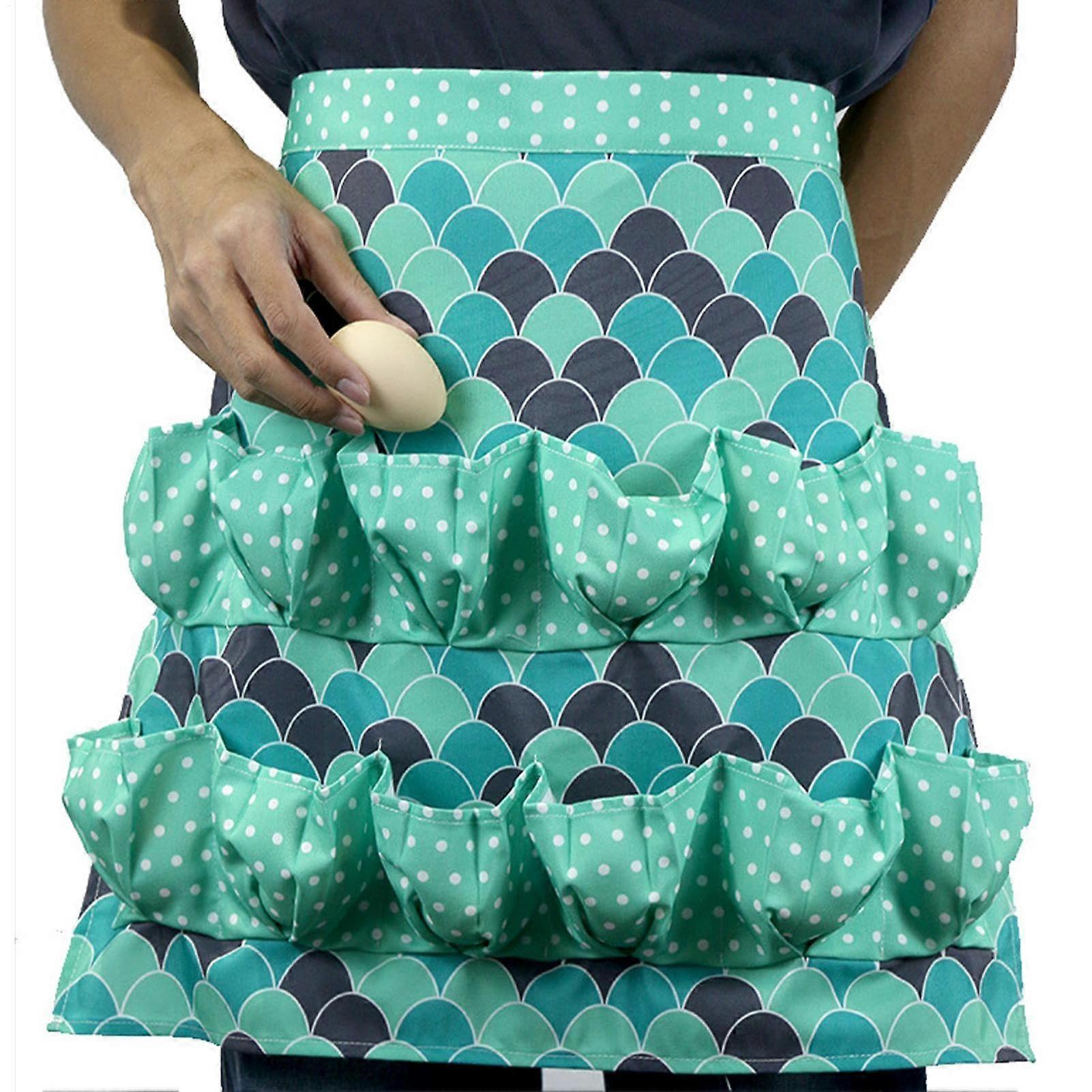 Egg Collecting Apron with Multiple Egg Compartments, Durable Polyester, Fashion Pattern Design