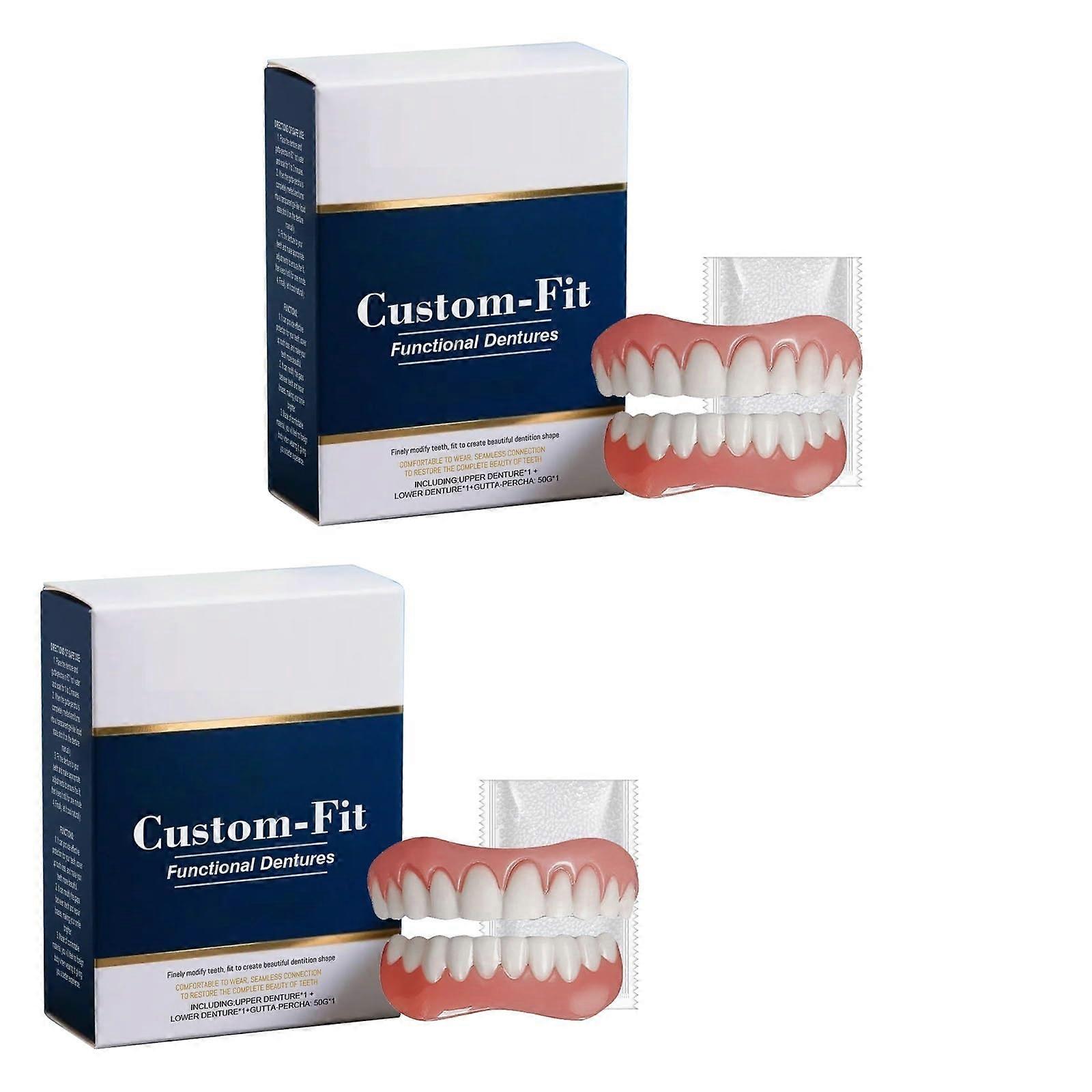 Denture Adhesive Kit 2 Pack with Thermoplastic Liner, Custom Fit, Fast Setting, Durable Hold