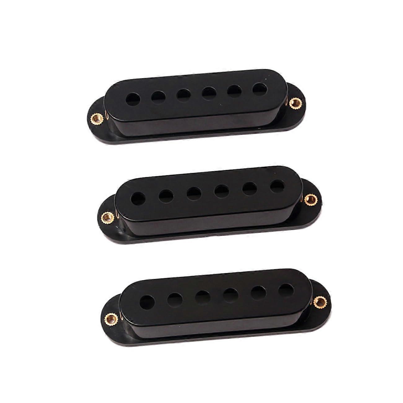 3pcs Black Single Coil Pickup Covers ABS Plastic Replacement for Electric Guitar Pickups