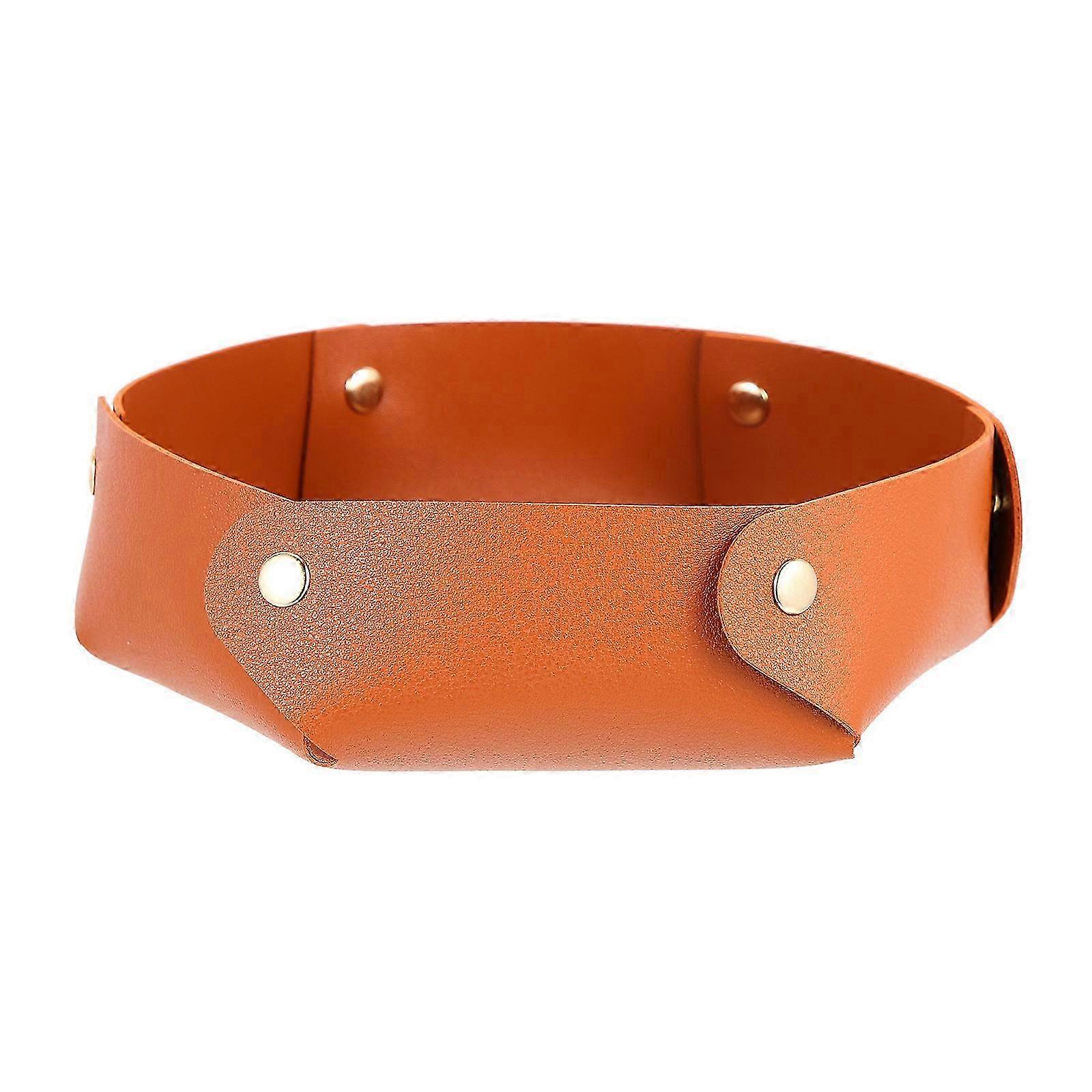 Desktop Tray Brown PU Foldable Tray for Home Use