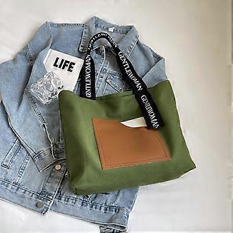 Simple Korean style canvas shoulder bag for women 2024 new letter shoulder strap handbag large capacity commuter tote bag