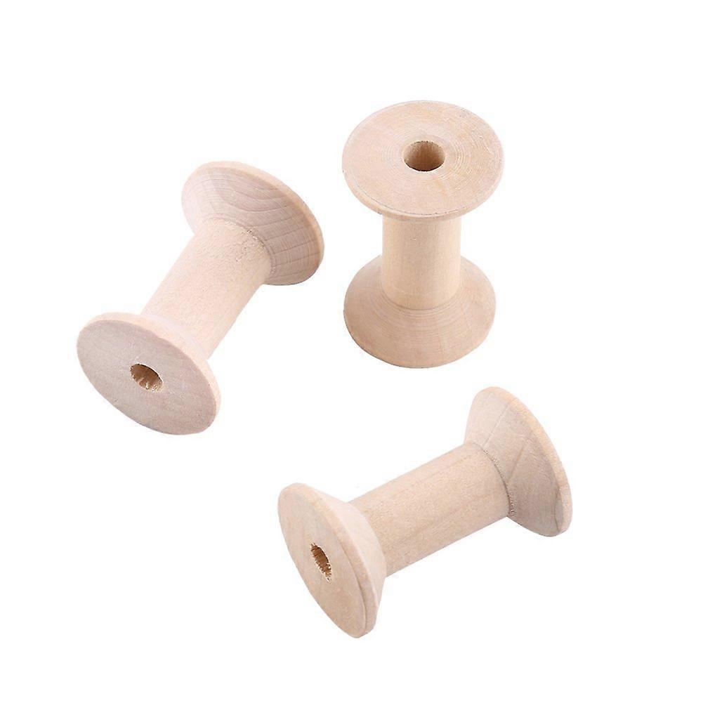 Wooden Spools for Crafts with Smooth Sanded Finish, Solid Wood Thread Holders for Sewing and Ribbon