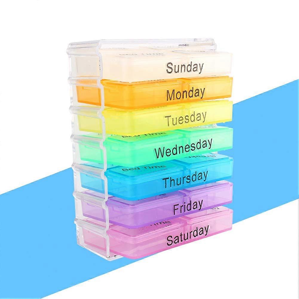 Weekly Pill Organizer with AM PM Compartments, ColorCoded Labels, 7 Day Pull Out Drawer Design