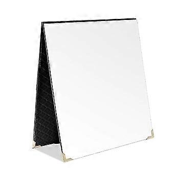 Frameless Travel Hanging Mirror Leather Foldable Full Length Backstage Makeup Mirror with Handle for Travel Dance Black