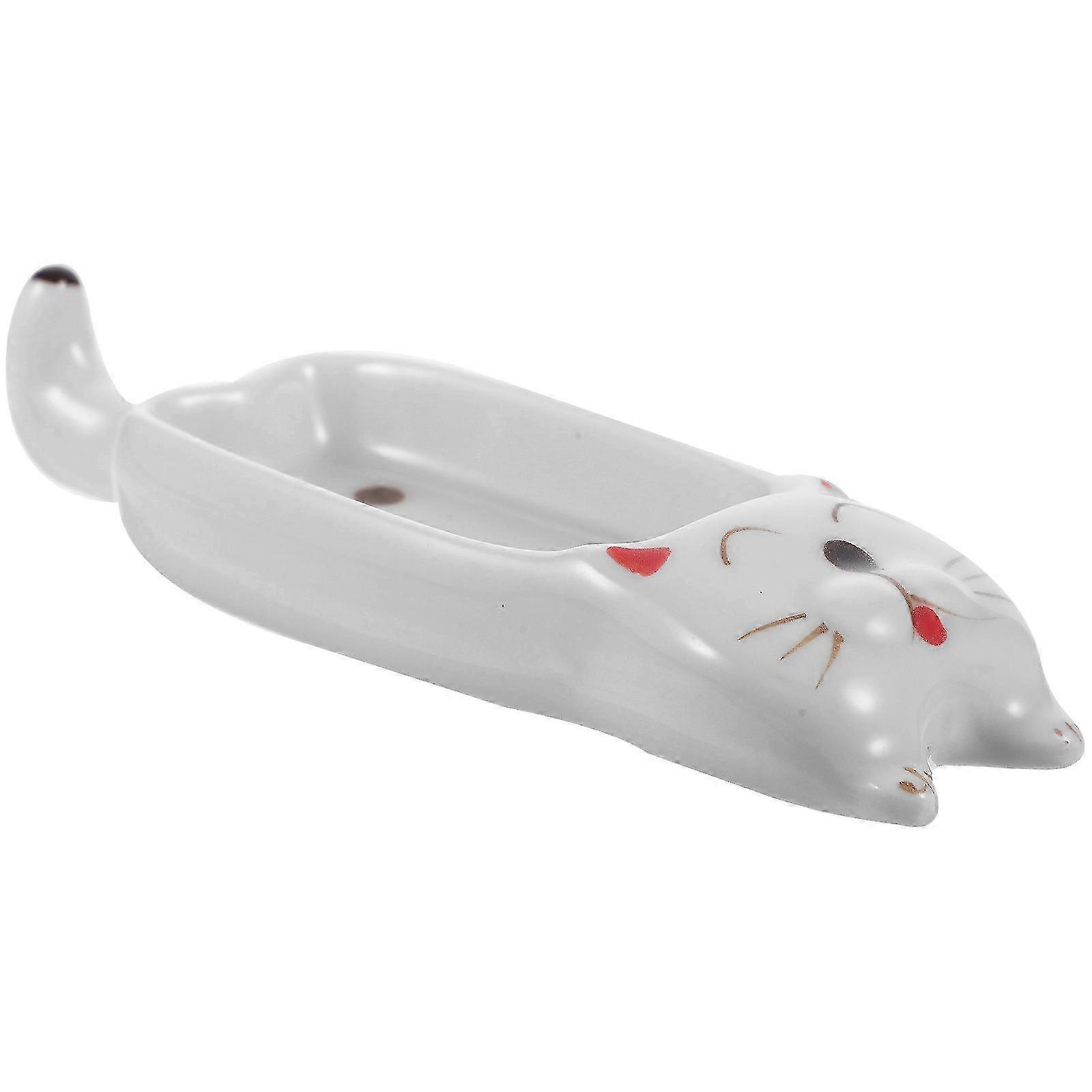 Ceramic Kitchen Spoon Holder Cat Shape Condiment Dish For Kitchen Use 1Pcs