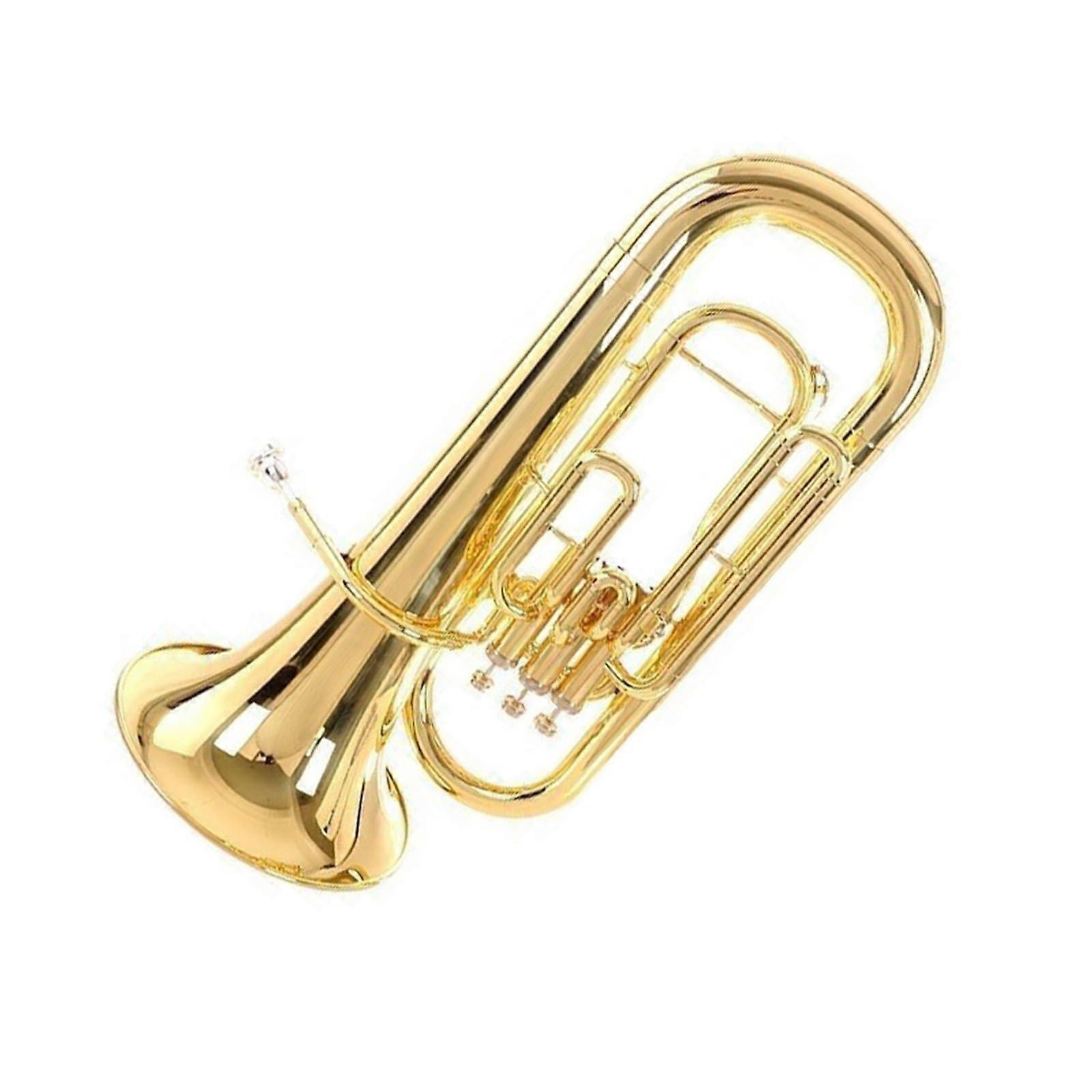 Bb Euphonium for Beginners Gold Lacquer Brass Three Valve Design Clear Resonant Tone