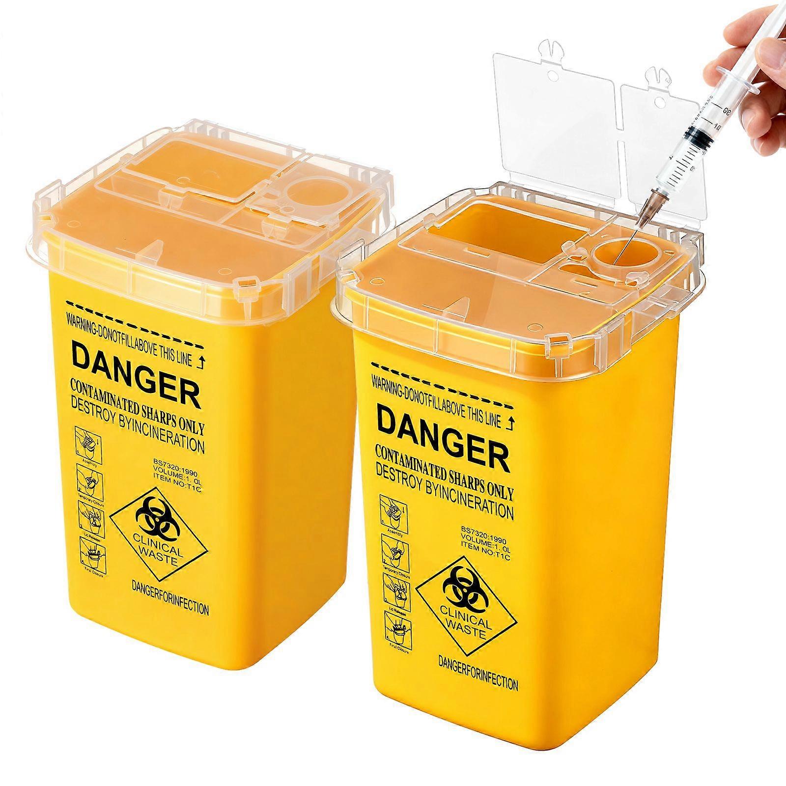 2Pcs Multi-function Sharps Buckets Plastic Disposal Containers Thickened Disposal Boxes
