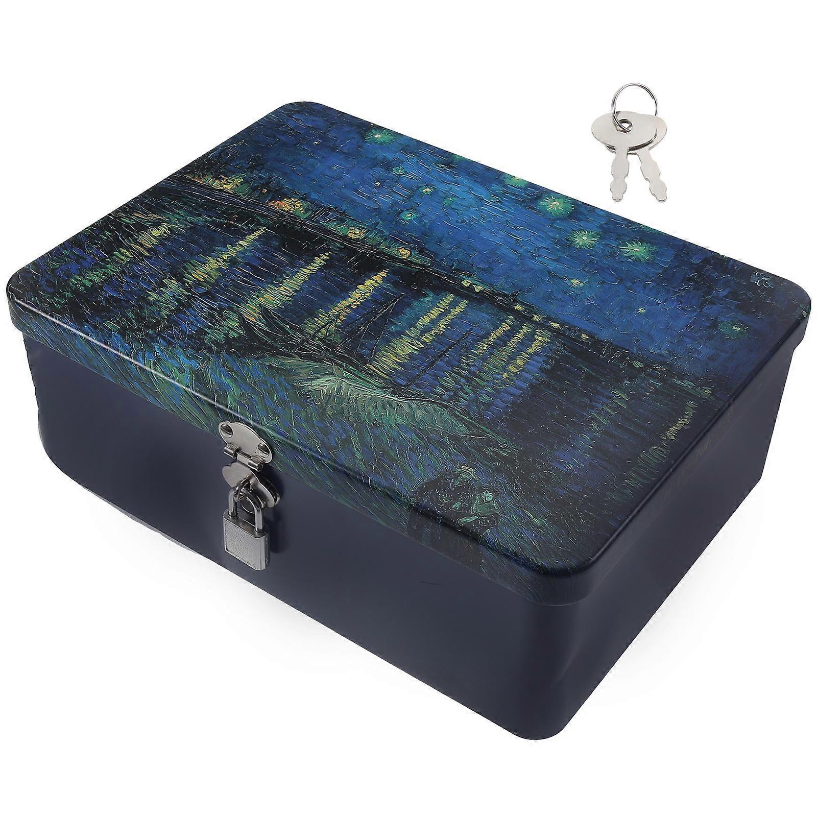 Tinplate Box Lockable Storage Case for Jewelry 4Pcs Vintage Style