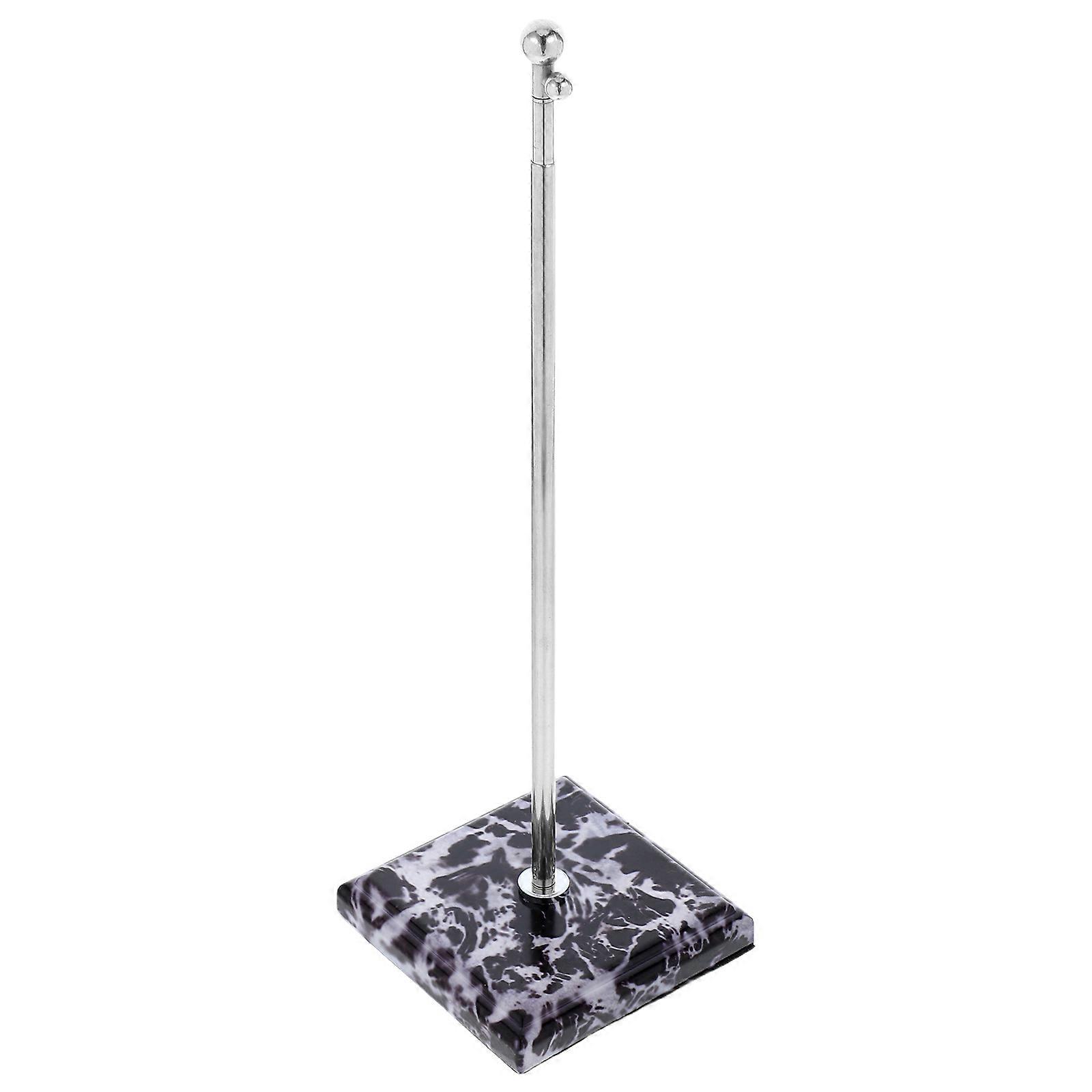 Table Flag Stand Elegant Design Adjustable Height Desk Flagpole Metal Imitation Marble Rectangular Base For Business Users 1 Set