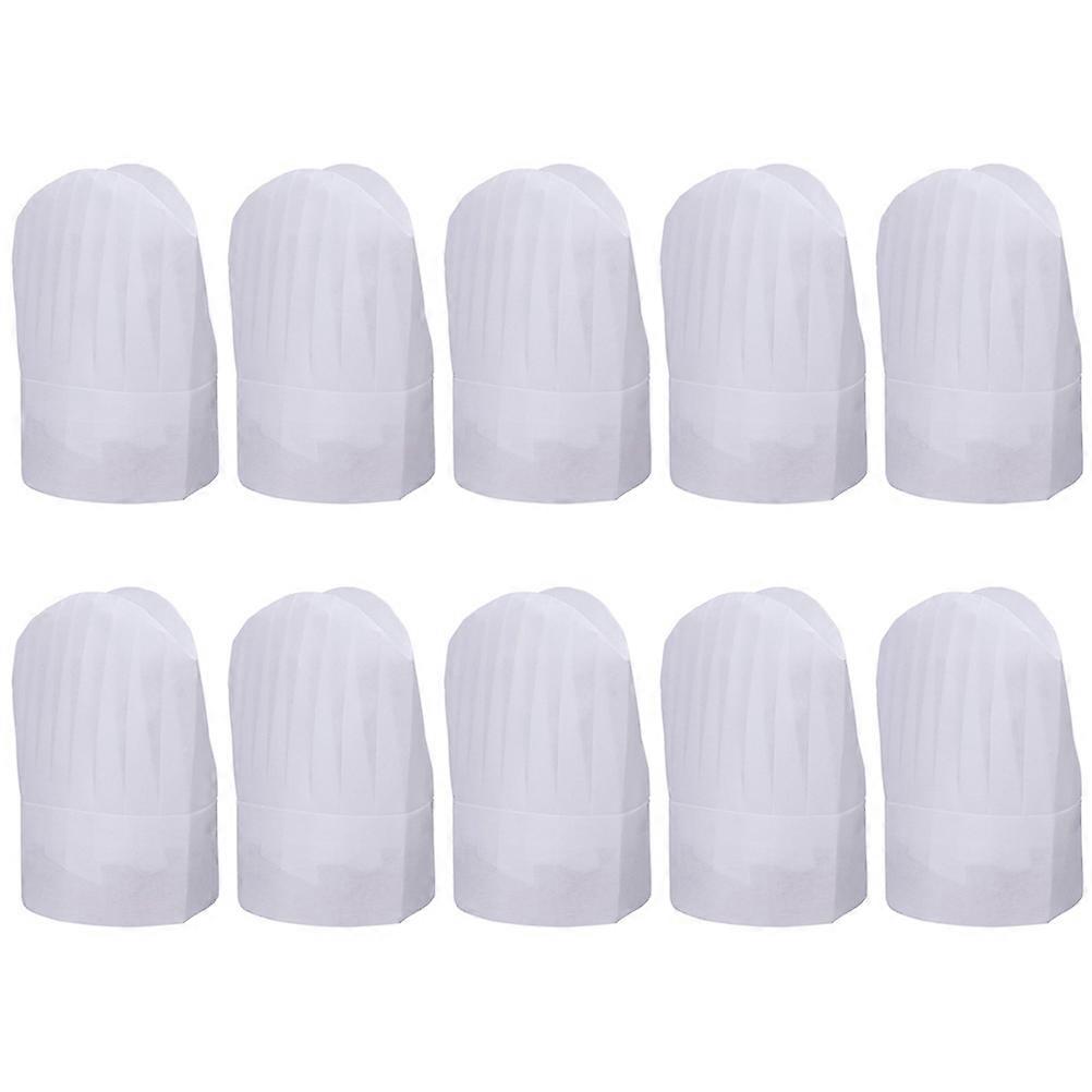 Round Top Disposable Chef Hat For Chefs Outdoor Barbecue Reduce Sweating 10Pcs