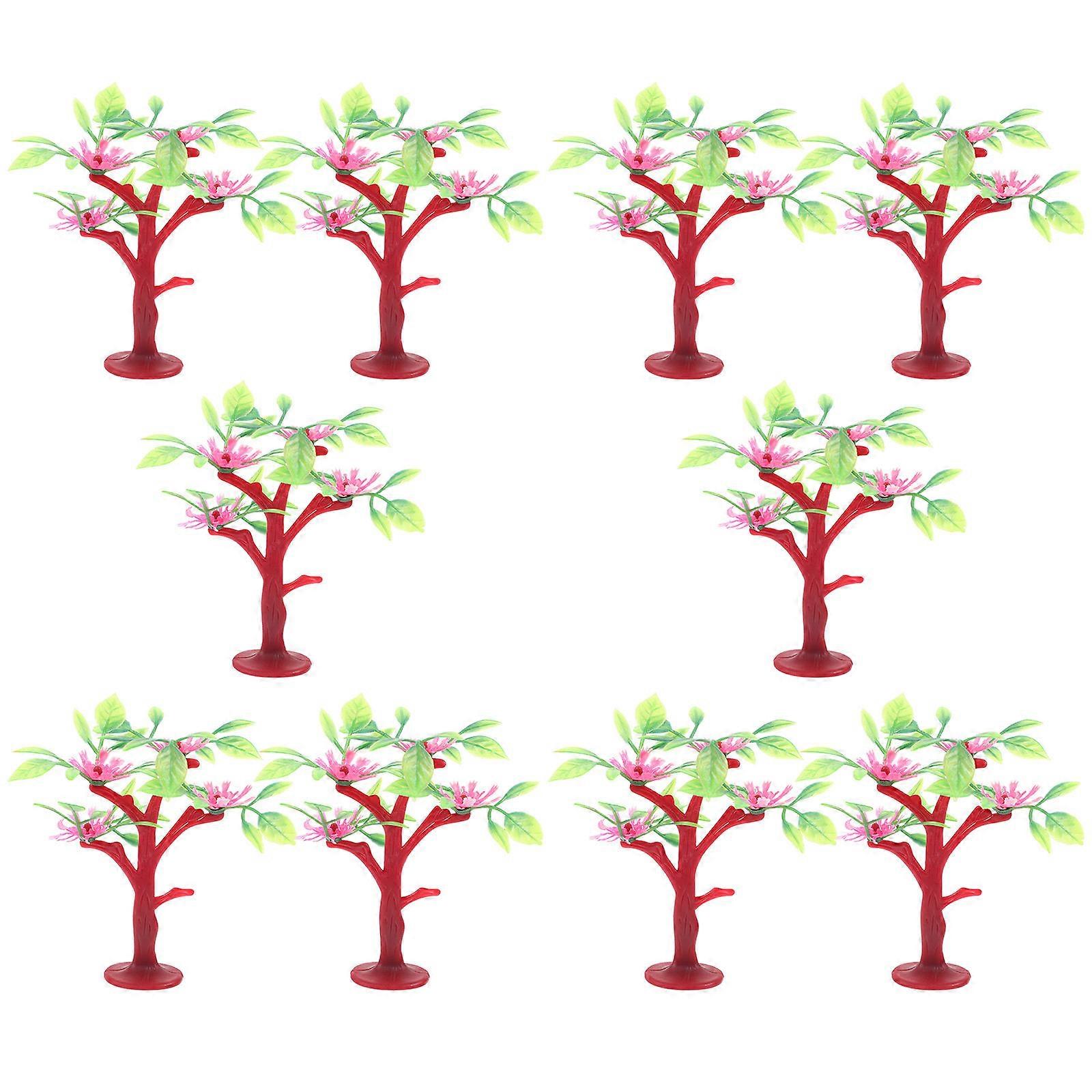 Plastic Tree Model Miniature Trees for Decoration 10Pcs Red Artificial Trees