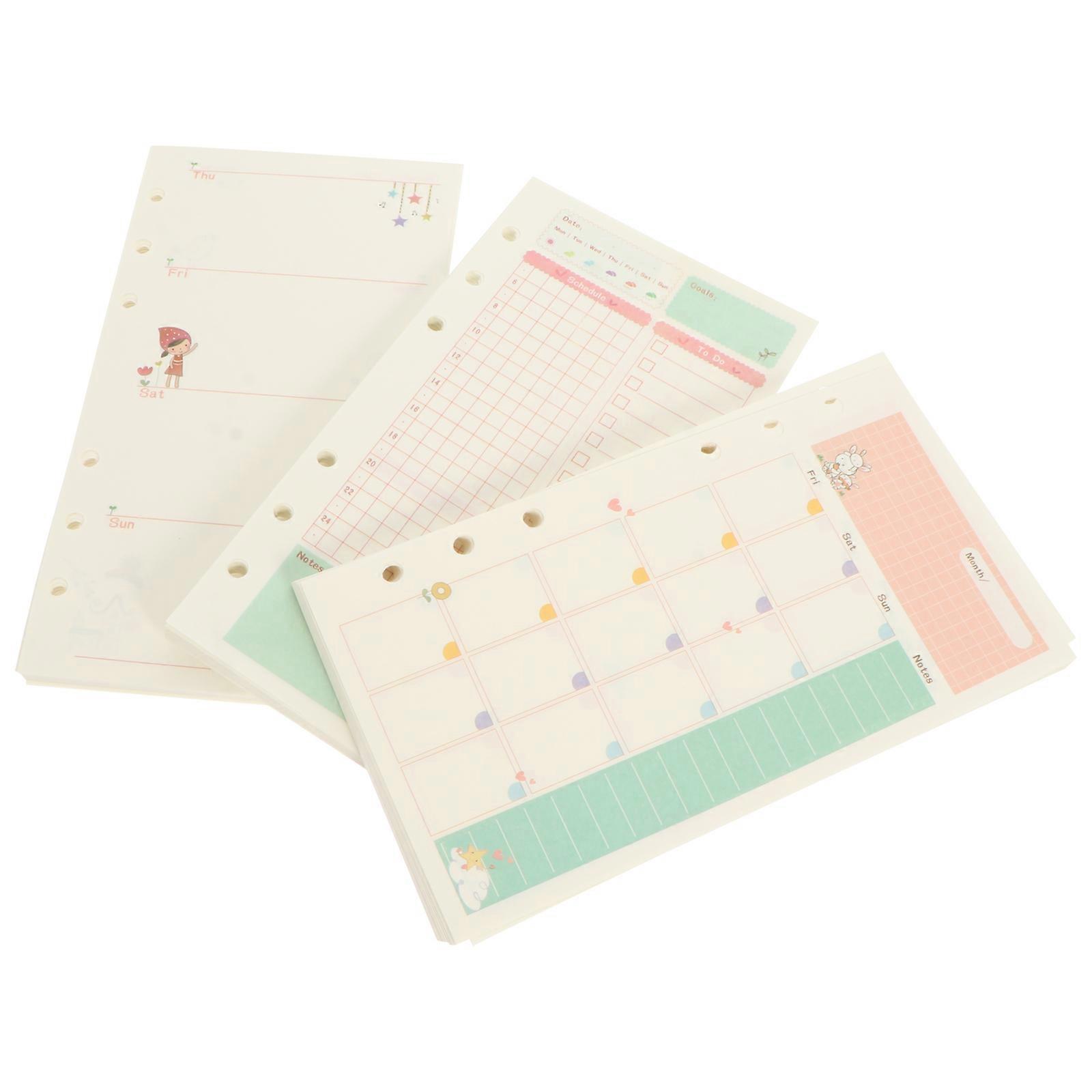 Loose Leaf Planner Replacement Papers for Students 3Pcs Assorted Color