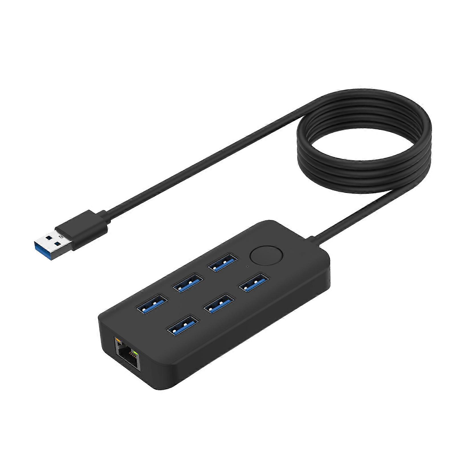 Compactly USB3.0 Dock USB Splitter With Lock Button Support 7 Devices Simultaneous Connection 5Gbps Multicolor