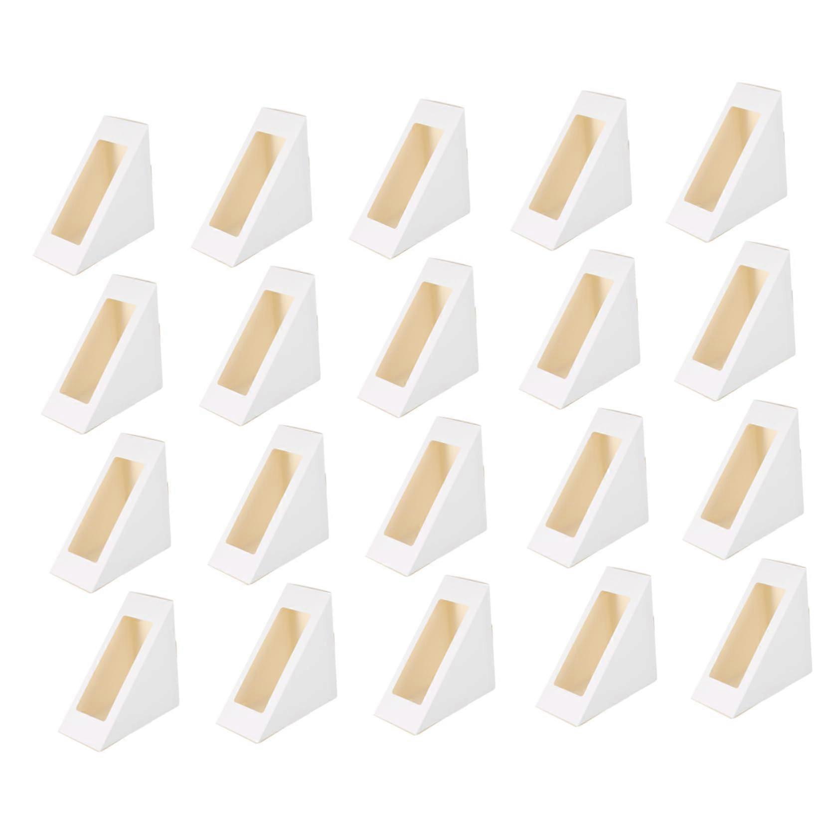 20Pcs Cake Boxes with Secure Buckle Lid, Clear Window, Durable Paper Sandwich Packaging Boxes