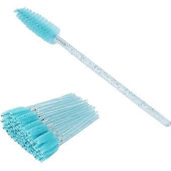 50 brosses à cils jetables, applicateurs de mascara portables (bleu clair)