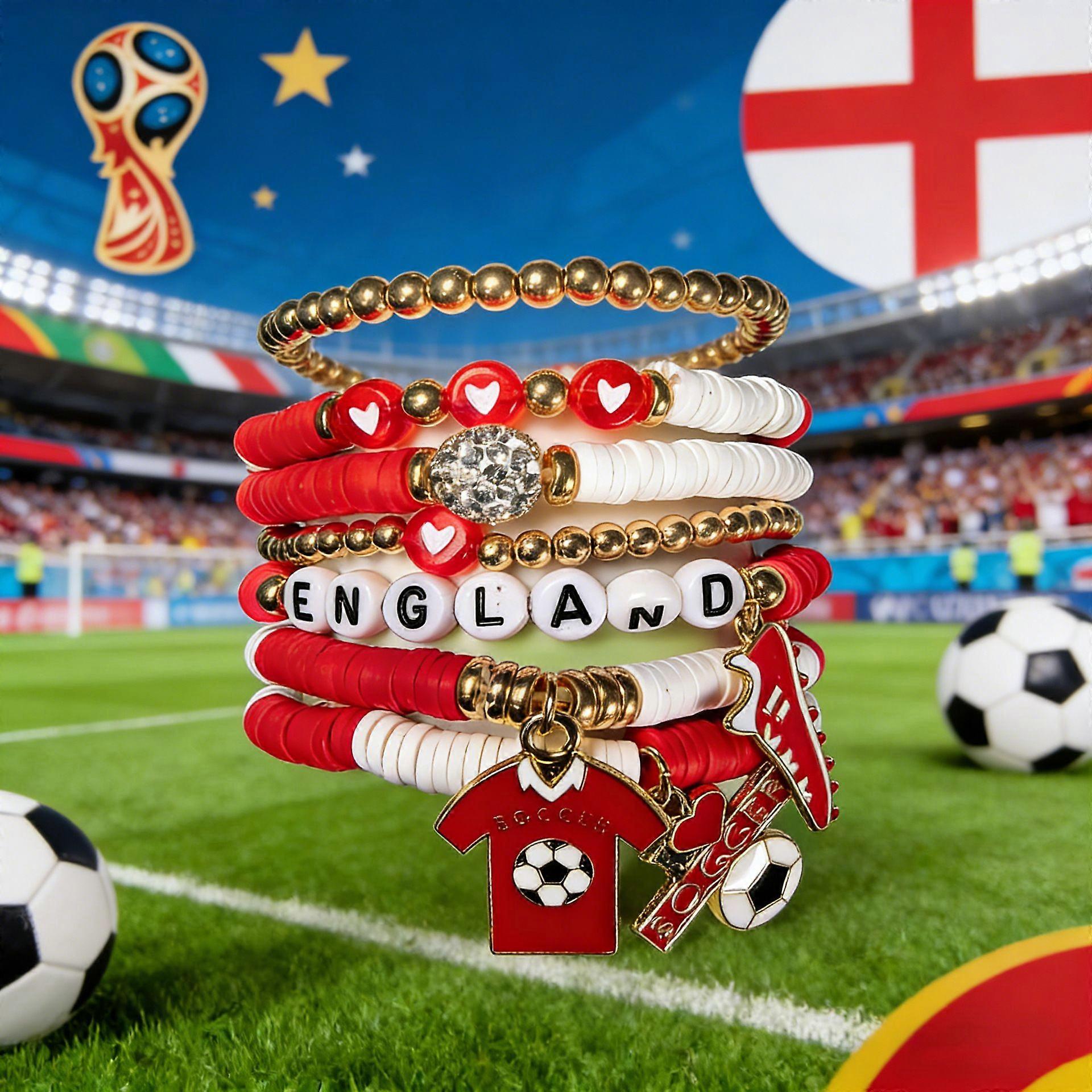 England 2026 World Cup Stackable Beaded Bracelet Set
