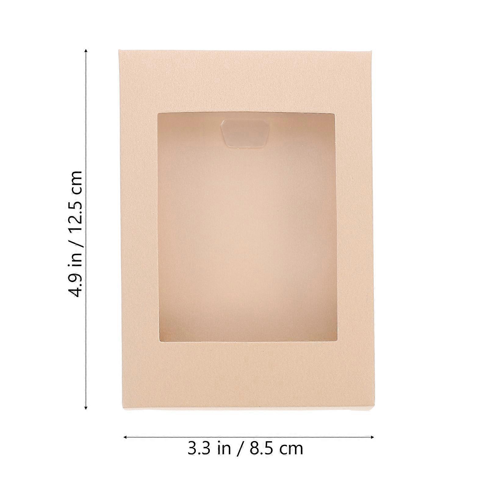 10Pcs Kraft Gift Boxes Cookie Cake Boxes Craft Storage Boxes with Clear Window