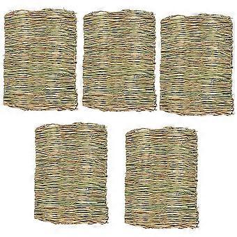 Rabbit Grass Mat Woven Bed Mat compatible with Healthy Teeth 5Pcs Small Animal Nest
