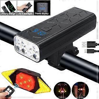 USB Przednia lampa rowerowa 5 Led Lampa kierownicy rowerowej Cyfrowy wyświetlacz Latarka rowerowa z funkcją ładowania Power Bank typu C