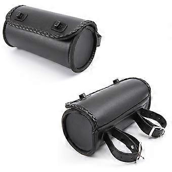 Universal Motorcycle Tool Bag Front Fork Handlebar Saddlebag Roll Barrel Racing Tail Barrel Storage compatible withHarley Chopper Bobber|Leather & Sad
