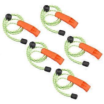 Portable Safety Whistle High Pitch Plastic Whistles for Outdoor Use 5Pcs