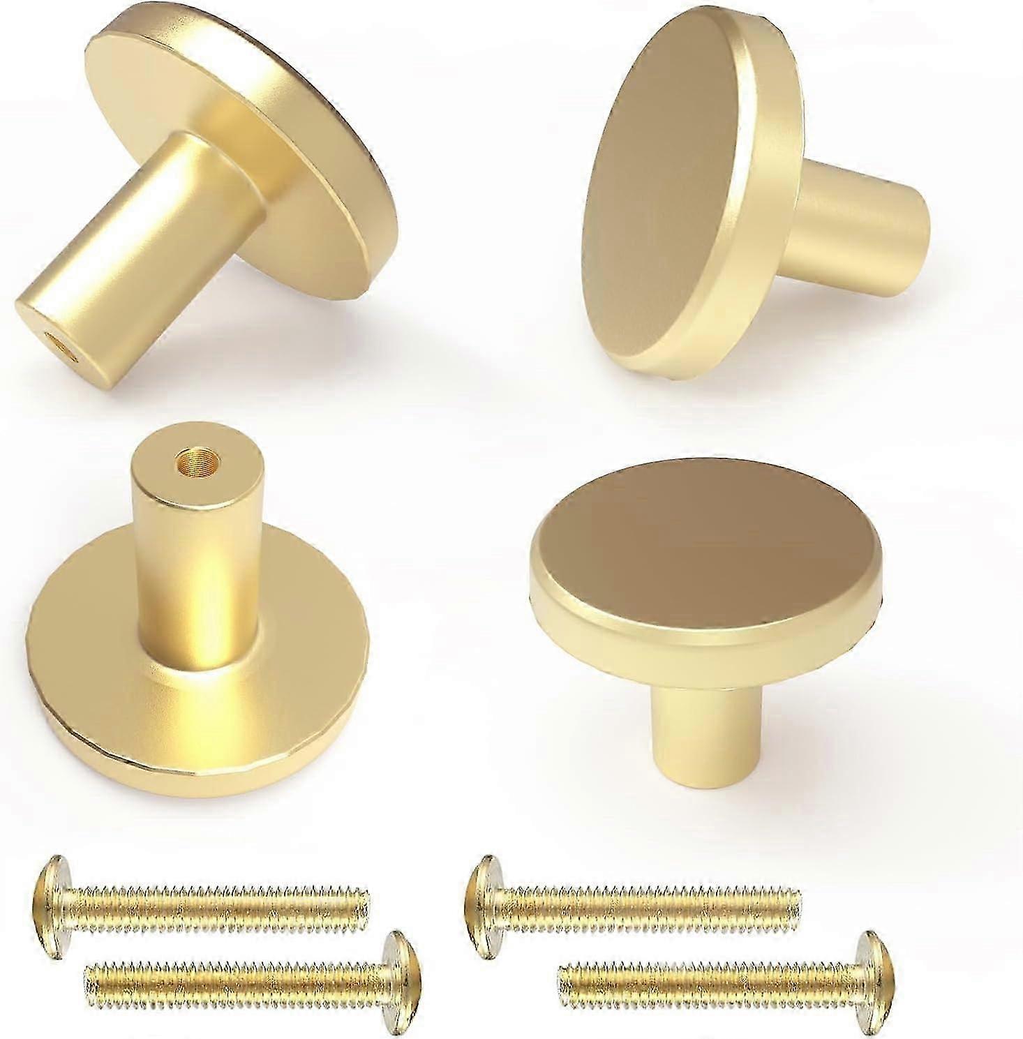 Brass Cabinet Knobs,Gold Round Solid Brass Drawer Knobs,28mm Diameter Single Hole Brass Door Knobs,Drawer Handles for Kitchen,Modern Cabinet Hardware