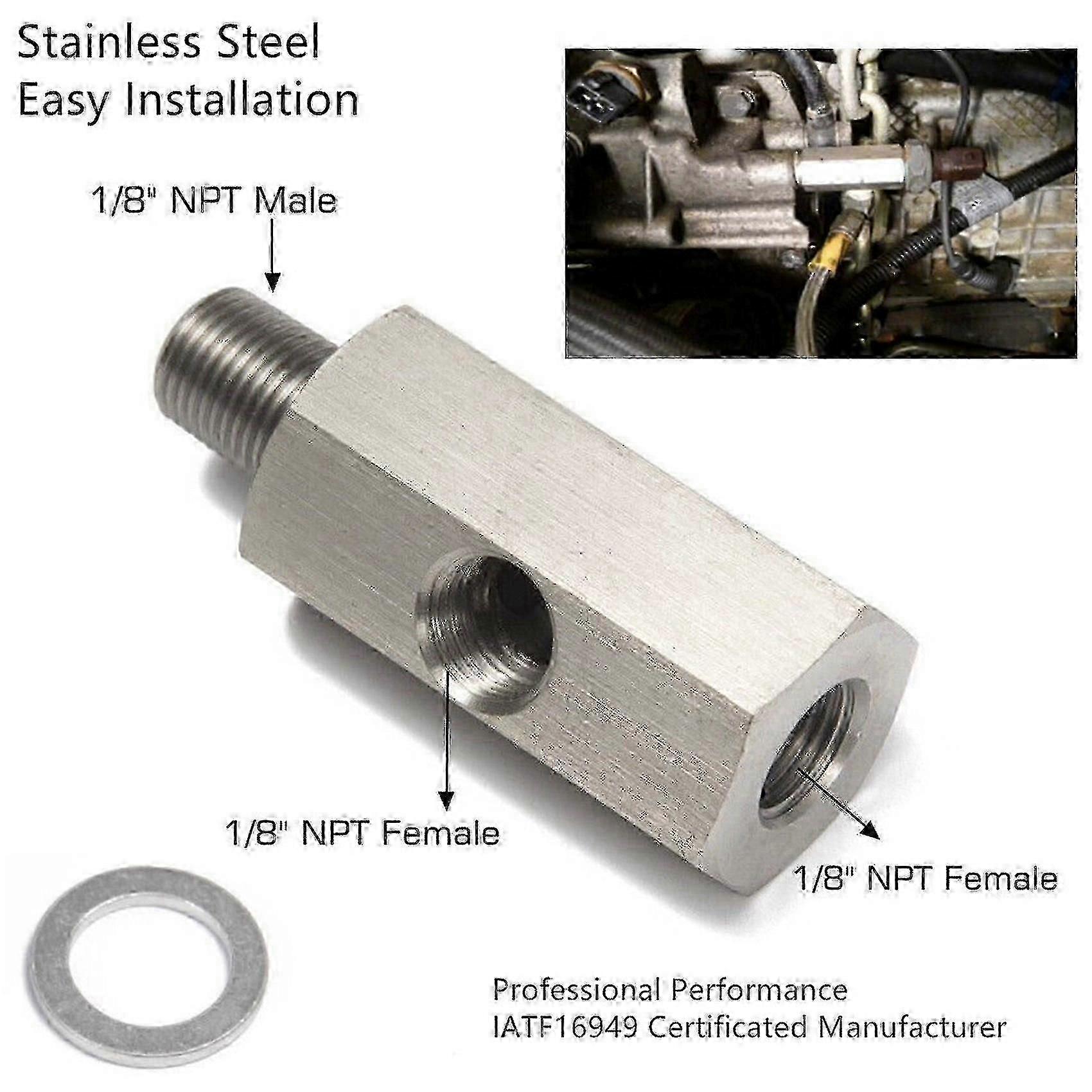 1/8inch NPT Oil Pressure Sensor Tee to NPT Adapter for Turbo Supply Feed Line Meter