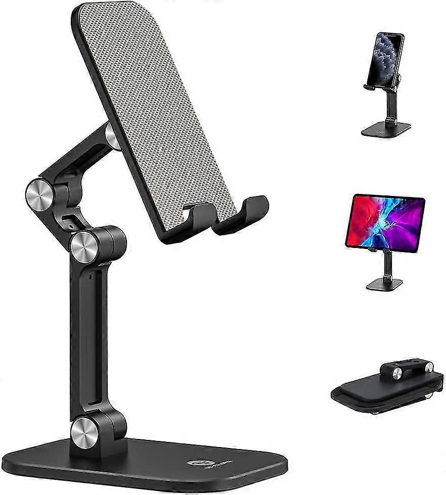 Fully Foldable Cell Phone Stand, Desktop Tablet Stand, Height Adjustable Angle For Desk